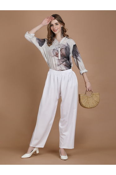 White Wide Leg Ethnic Palazzos