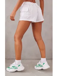 White Lightweight Low Rise Cargo Shorts - 2