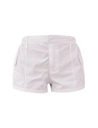 White Lightweight Low Rise Cargo Shorts - 5
