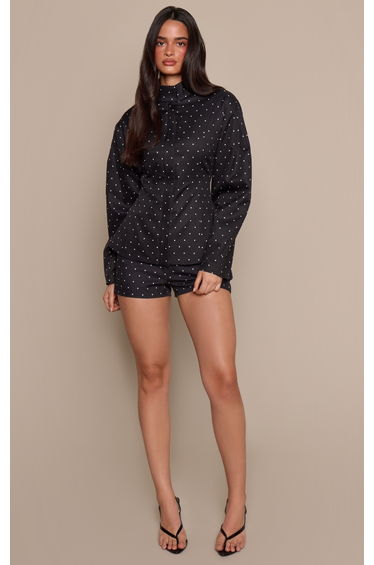 Black Polka Dot Tailored Short