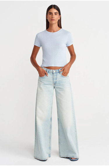 Dilvin Women's Ribbed Crop T-Shirt