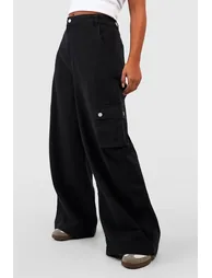 Plus Denim Pocket Wide Leg Jean - black - 3