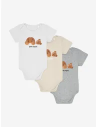Palm Angels Baby Boys Bear Tri-Pack Bodysuit Set in Beige - 6