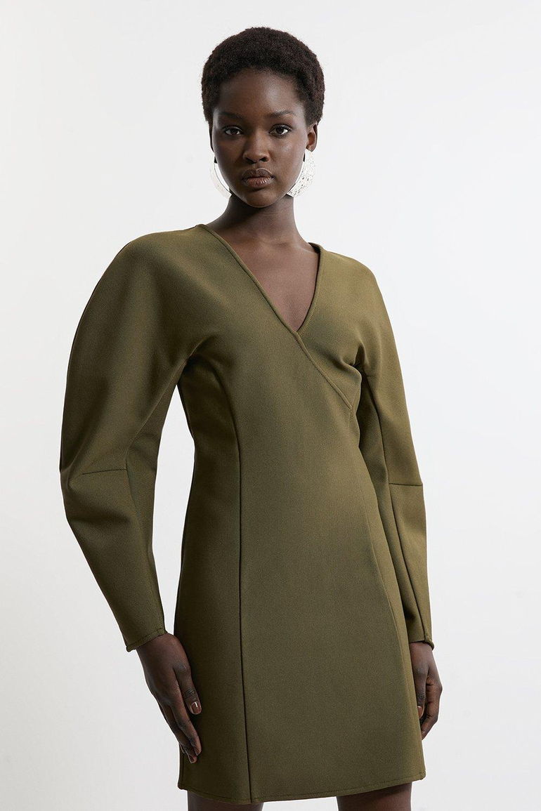 Shop Figure Form Bandage Knit Round Sleeve Mini Dress Online in Jordan