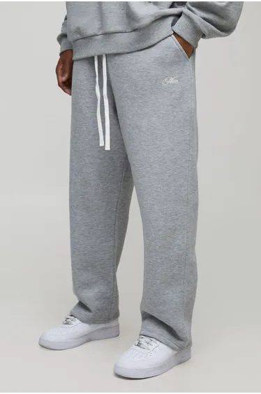 بنطلون رياضي بقصة باغي بطبعة شعار - رمادي
