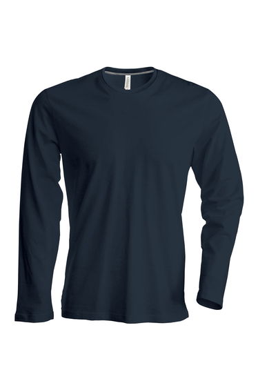 Kariban Mens Slim Fit Long Sleeve Crew Neck T-Shirt - Grey