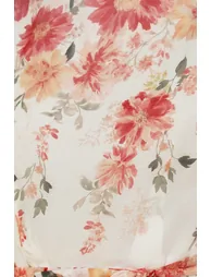 Yumi White Mirror Floral Design Pleated Midi Dress - 7