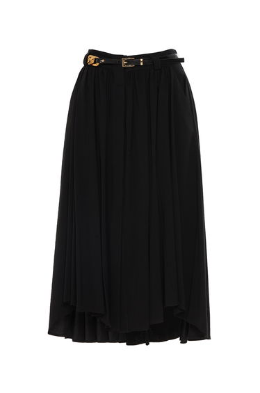 Black A-Line Midi Skirt