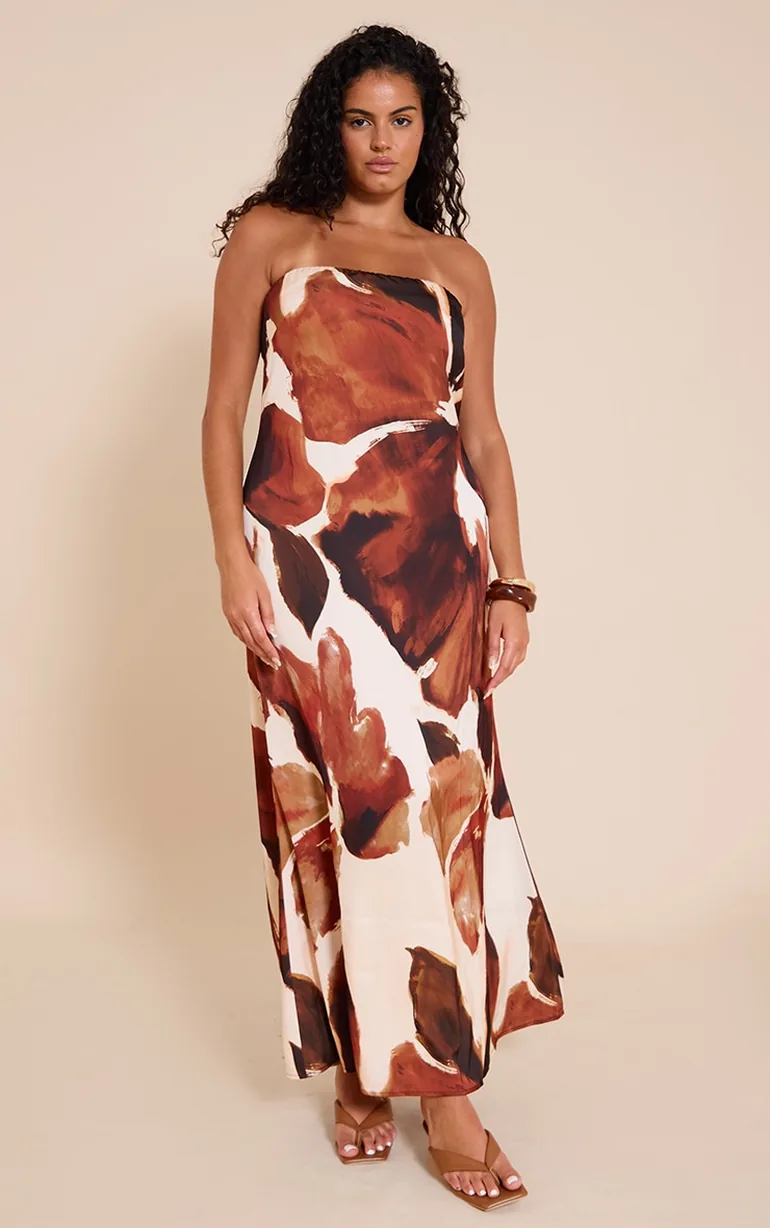 brown pocahontas dress Women's Fitted Maxi Dress Open Back Corset Spaghetti Strap Gown –  Acethetiq's main image 0
