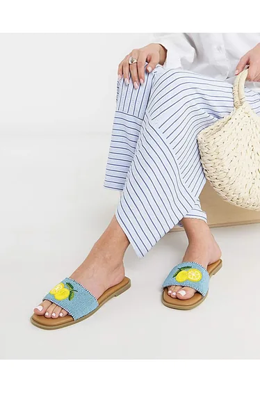 Beaded Fruit Mules Wide Fit