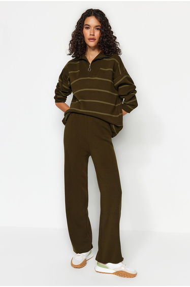 Khaki Wide Fit Knitwear Two Piece Set