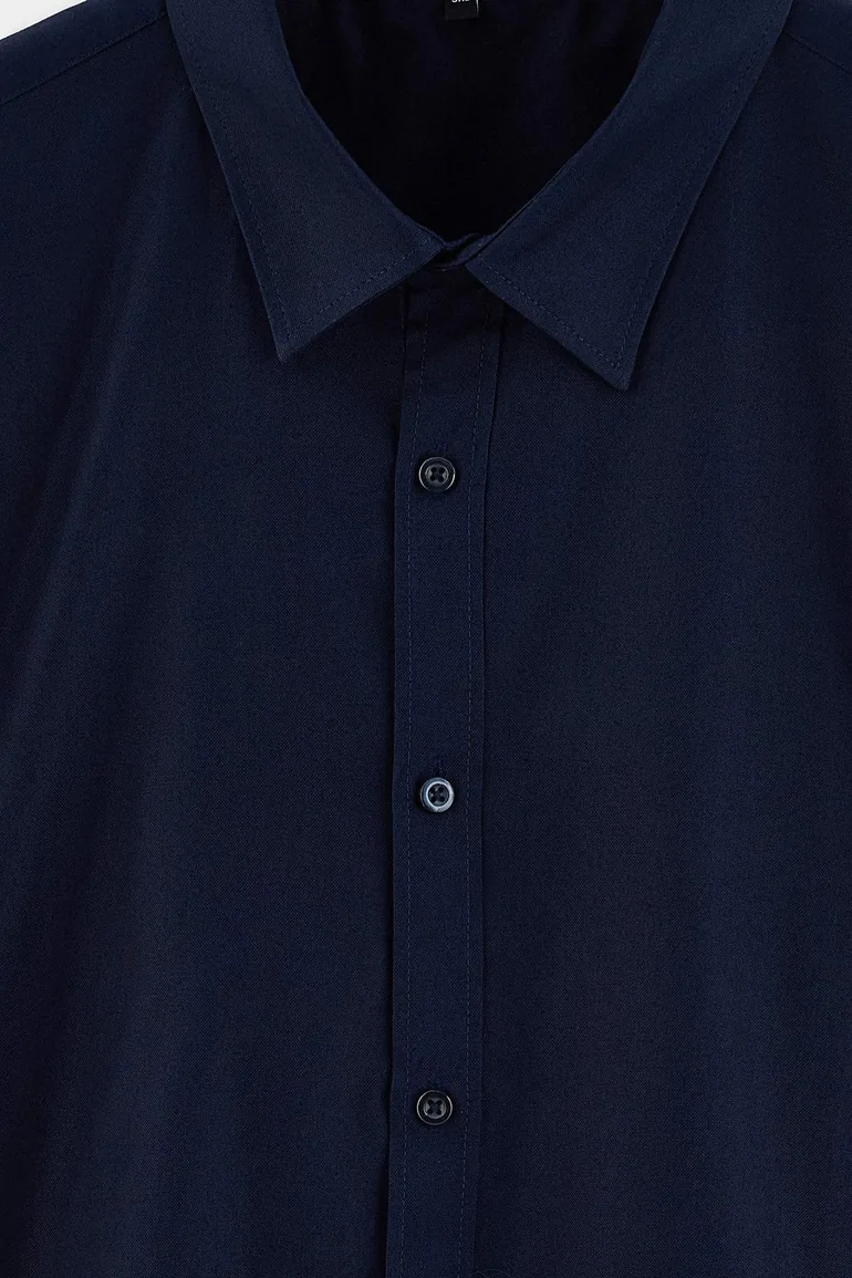 Navy Blue Oxford Regular Men's Large Size Shirt - 1