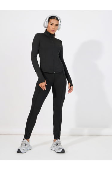 Reflective Dot Detail Zip Up Jacket and Leggings Set