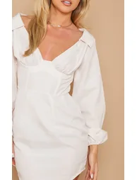 Stone Linen Look Underwired Shirt Dress - 3