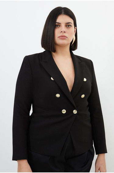 Plus Size Tailored Button Military Blazer