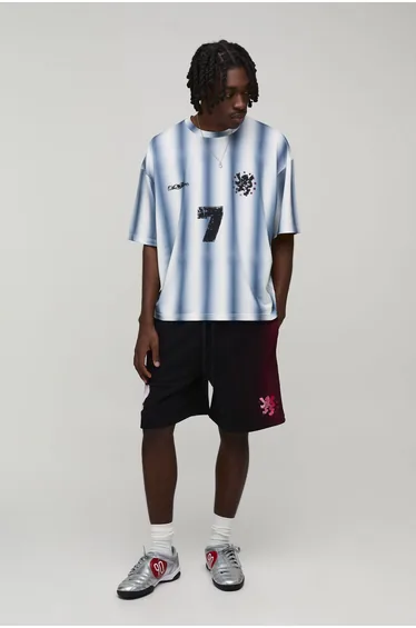 Baggy Fit Spray Washed Jersey Short - black