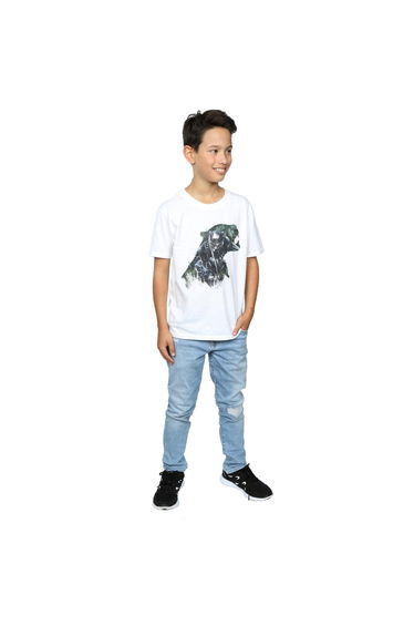 Black Panther Boys Wild Silhouette Cotton T-Shirt - White