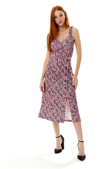 Women's Purple Midi Skirt with Mixed Animal Print.