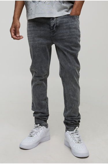 Skinny Fit Stretch Washed Jeans - mid grey