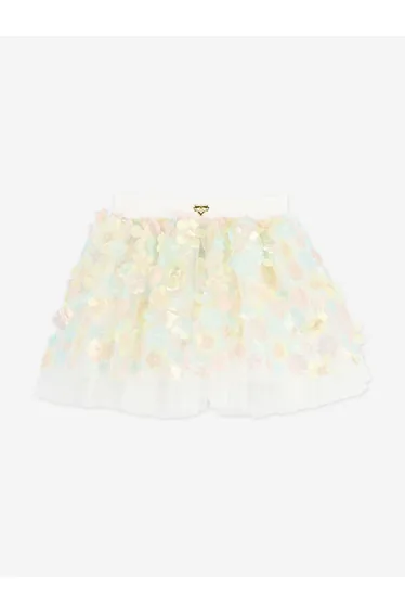 Angels Face Girls Blossom 3D Multi Flower Skirt in White
