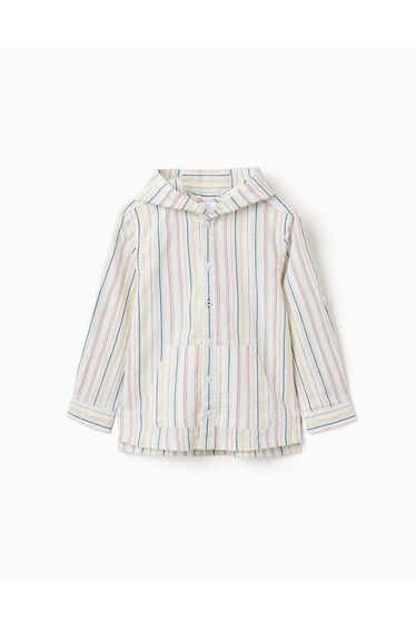 Long Sleeve Cotton Shirt With Stripes B&S For Boys Multicolour