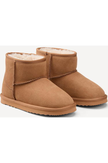 Kids Leather Ankle Boots with Faux Fur Lining