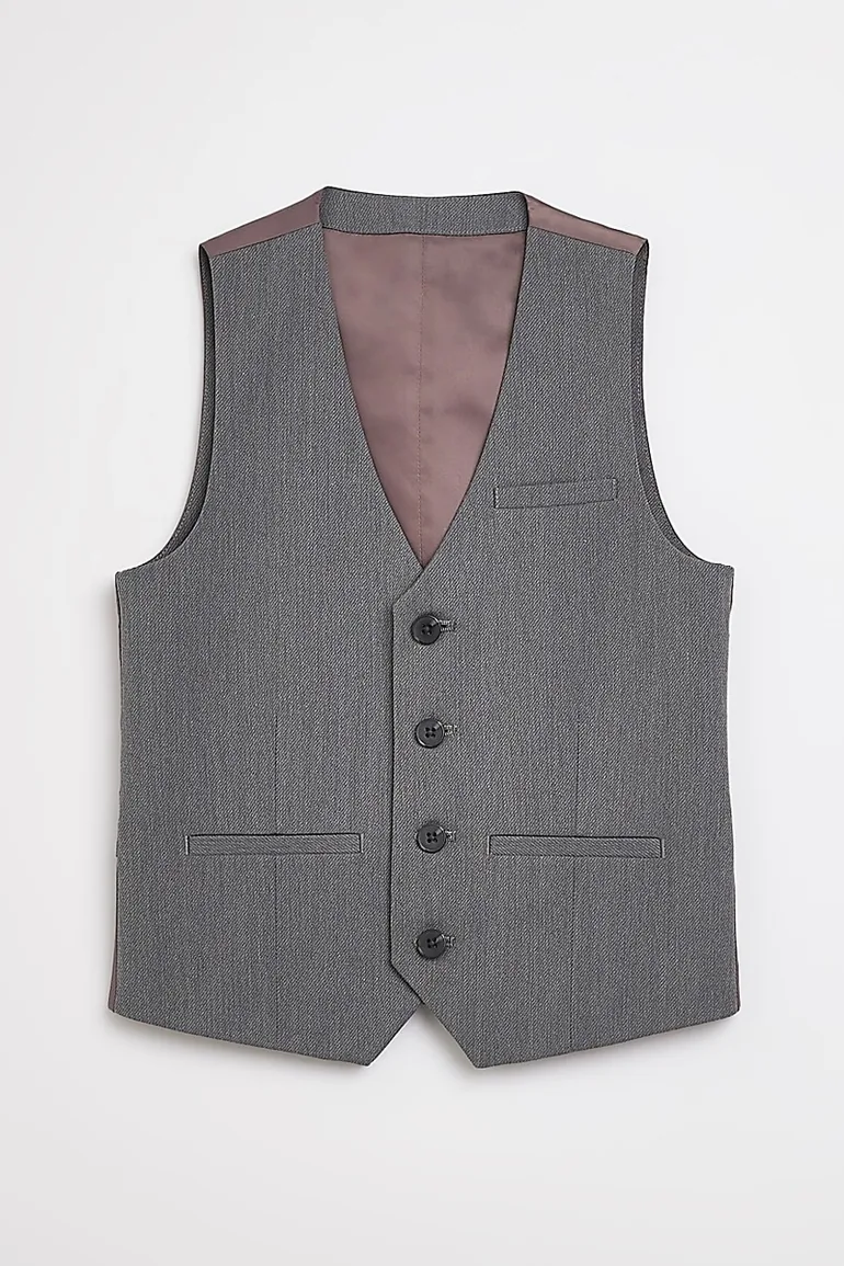 Boys Grey Suit Waistcoat - 2