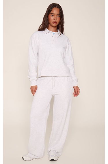 Ash Grey Lightweight Sweat Wide Leg Joggers