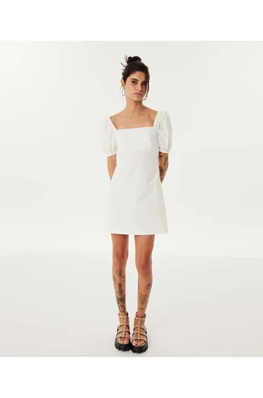 Square collar poplin dress