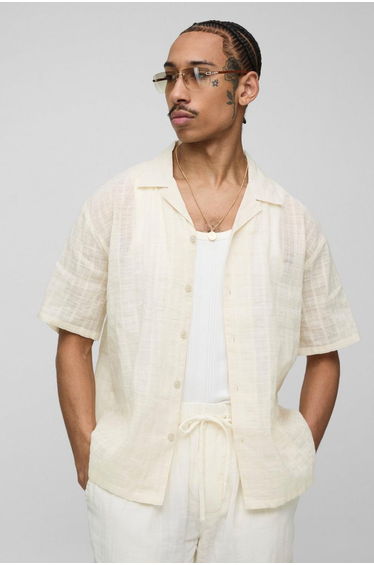 Oversized Textured Revere Shirt