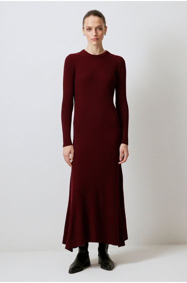 RIBBED HIGH NECK KNITWEAR DRESS