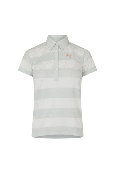 Puma Womens/Ladies Bordered Stripes Polo Shirt - Grey/White