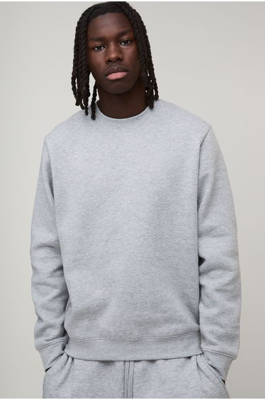 Basic Regular Fit Crew Neck Sweatshirt - grey marl