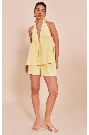 Lemon Woven Floaty Mid Rise Shorts
