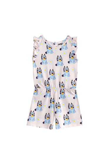 Bluey Girls Flowers All-Over Print Sleeveless Playsuit - Pink