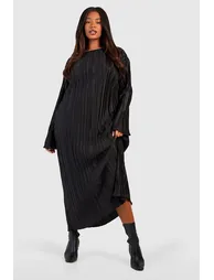 Plus Wide Plisse Midaxi Dress - black