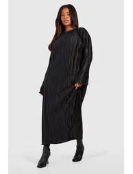 Plus Wide Plisse Midaxi Dress - black - 2