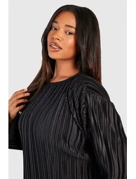 Plus Wide Plisse Midaxi Dress - black - 3