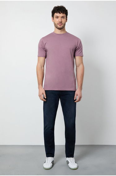 Dark Pink Plain Crew Neck T-Shirt