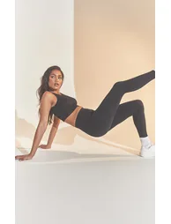 Black Structured Contour Ribbed Leggings