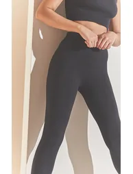 Black Structured Contour Ribbed Leggings - 3