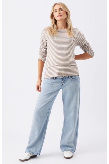 Claudette Nursing Top (Taupe/White)