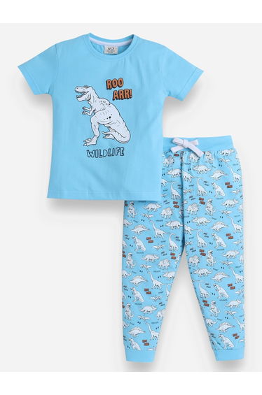 Graphic Print T-Shirt and All-Over Printed Pyjama Set