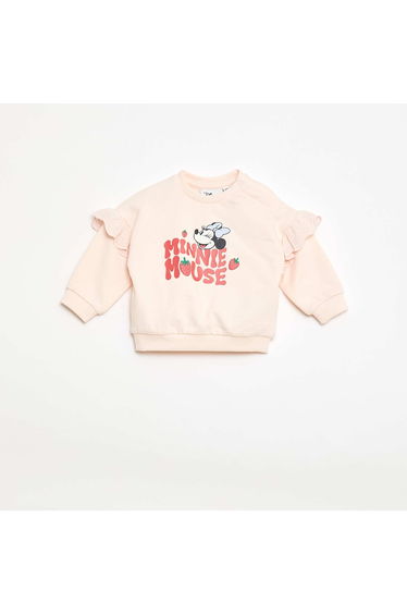 Minnie Disney Long-Sleeved Sweatshirt with Embroidered Ruffles PINK
