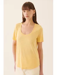 Billys Regular Fit U Neck Standard Size Yellow Color Women's T-Shirt - 1