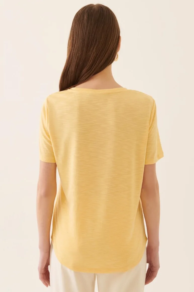 Billys Regular Fit U Neck Standard Size Yellow Color Women's T-Shirt - 3