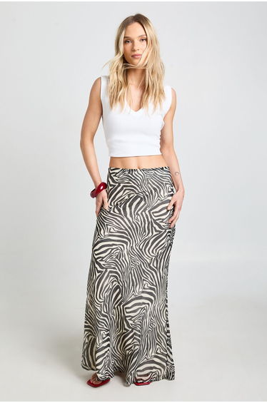 Petite Zebra Print Chiffon Maxi Skirt - zebra