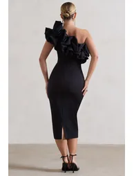 Orchestra | Black Asymmetric Ruffled Dress - 1