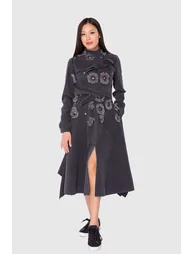 فستان جينز بربطة بشراشيب لون أسود