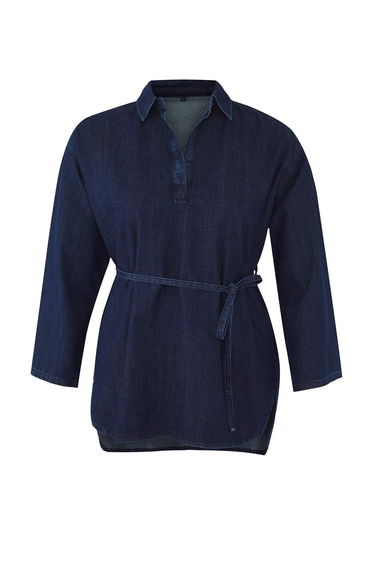 Dark Blue Oversize Denim Plus Size Shirt